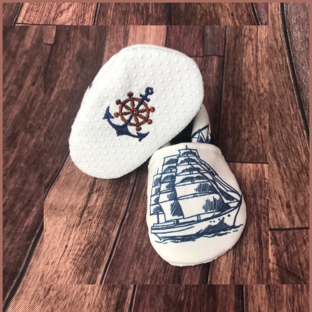 Nautical Baby Bootie Shoes, Shower Gift, Infant Costume, Boat Anchor, Boys and G
